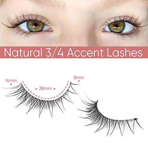 Natural Lashes Manga False Eyelashes Wispy Cat Eye Lashes Short 3/4 Lashes Clear Band Anime Half Fake Lashes Pack 10 Pairs #TOP1