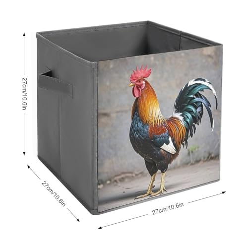 Bacs de rangement pliables coq en tissu robuste et poignées cuir - 3