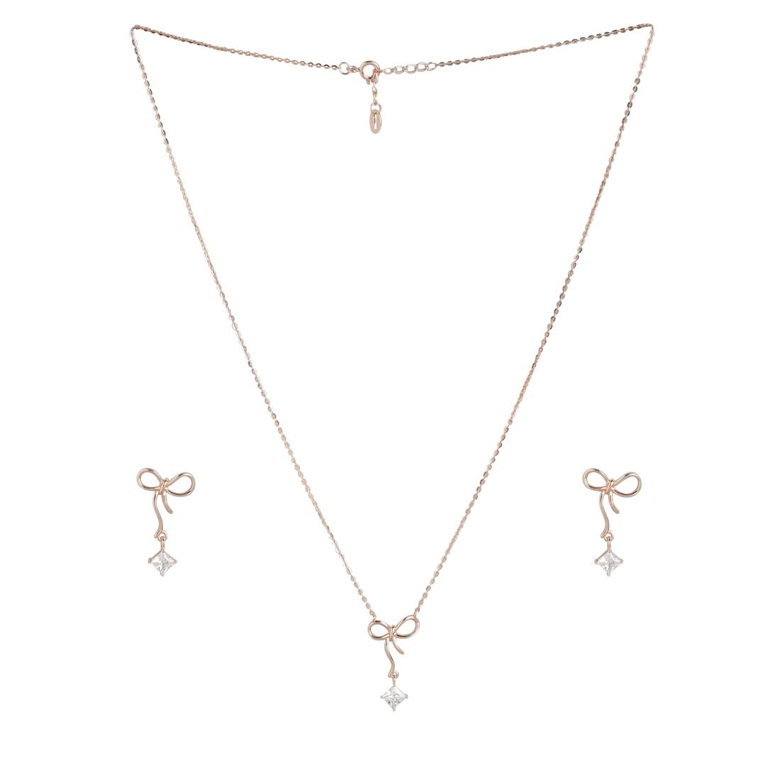 ZAVYA 925 Sterling Silver Cubic Zirconia Jewelry Set | Rose Gold Plated Solitaire Pendant Chain with Stud Earrings | Gift for Women and Girls | With Certificate of Authenticity and 925 Hallmark (B0BT7QHF5M) Amazon Price History, Amazon Price Tracker
