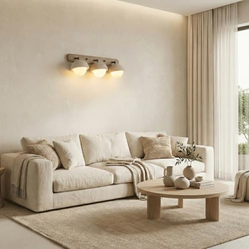 Aplique de pared de travertino y vidrio con rotación 360 grados estilo crema mid-century 8