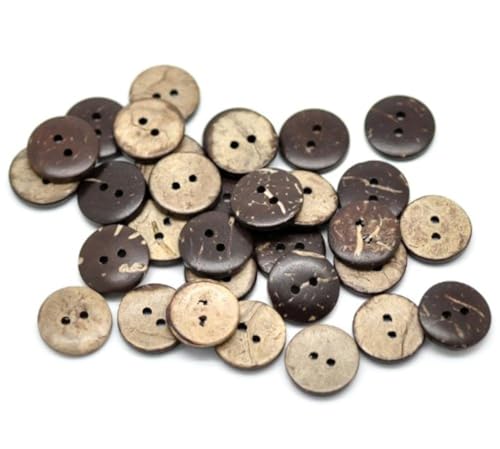 PEPPERLONELY Brand 100PC Brown Coconut Shell Buttons 2 Hole Scrapbooking Sewing Buttons 15mm (5/8 Inch)
