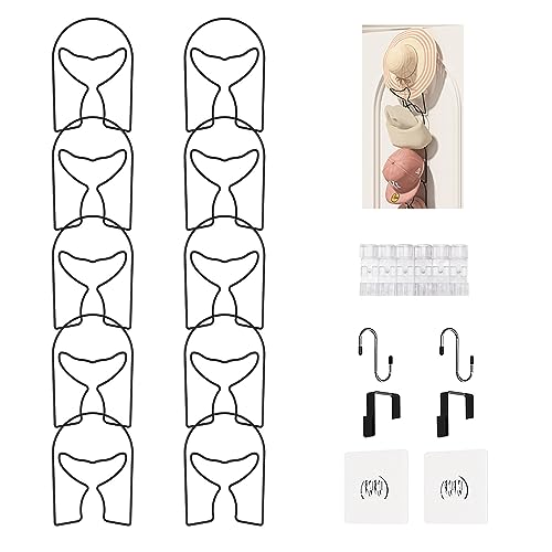 LINFIDITE 10 Pack Baseball Hat Rack Hanger Holder Organizer Multi Hook Wall Mounted Over Door Cap Display Storage Rack Holder Closet Hanging Storage Rack w Hanging Hook Mermaid Tail Black