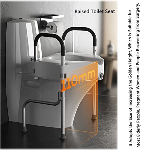 Wjlxxmm Raised Toilet Seat, Raised Toilet Seat With Handles, Elevated Toilet Seat Riser With Arms, Toilet Seat Raiser & Safety Frames For Seniors, Elevator 110Mm, 150Kg Weight Capacity #TOP1