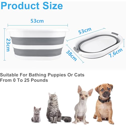 SHJOEE 26L Zusammenklappbar Hundebadewanne Tragbar Haustier Badewanne Faltbar Wäschewanne Multifunktionale Aufbewahrungsbehälter Platzsparend Organizer Outdoor Indoor Kleine Katzen Hunde Wasserbecken
