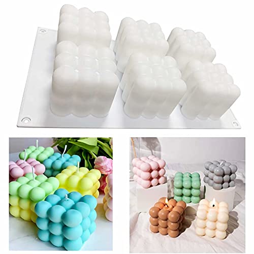 Molde de silicone para velas 3D 6 grandes de resina para bolo de velas Moldes para sorvete Resina ep