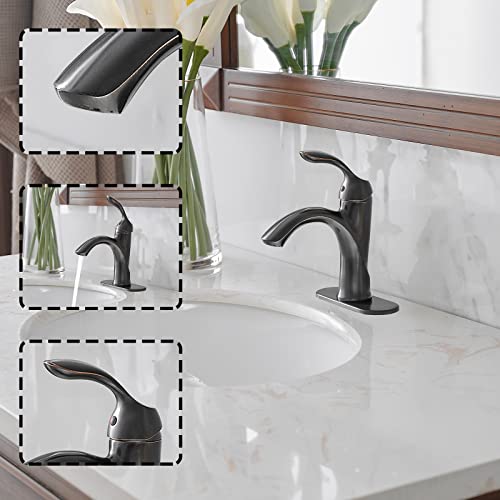 BWE Bathroom Sink Faucet with Drain Assembly with Overflow and Supply Line Single Handle Oil Rubbed Bronze Single Hole Lavatory Basin Mix Tap - Thumbnail 3