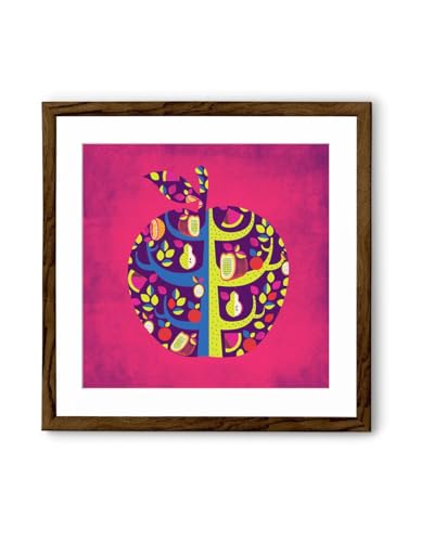 Image of Chumbak Square Archival Paper Small Square Apple Art Print with Frame