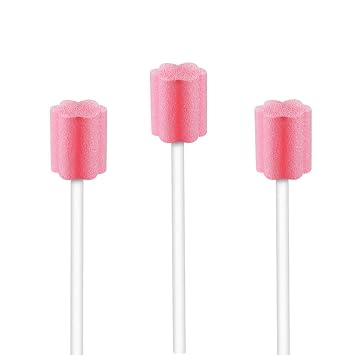 Wellglers Oral Care Swabs - Disposable Mouth Cleaning Spong swabs 250count, Pink