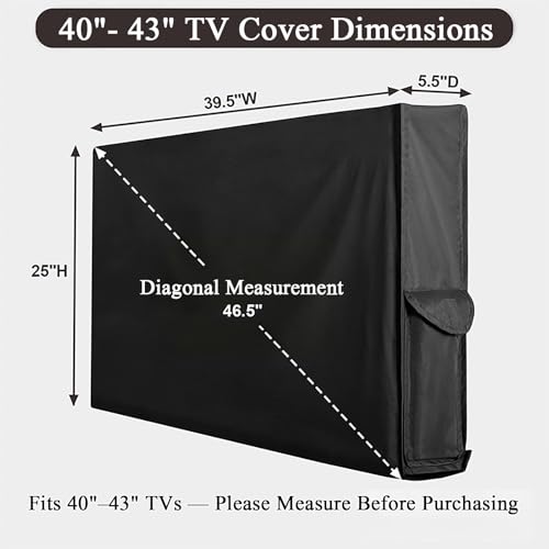 Housse TV extérieur imperméable 420D anti-UV pour grand écran de télévision noir - 6