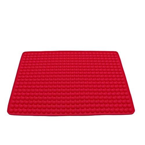 YWANG 2 Piezas Estera Barbacoa Reutilizable Antiadherente Alfombrilla para Barbacoa Silicona Multifunción Bola Redonda Resistente al Calor Estera para Parrilla de Barbacoa,Rojo