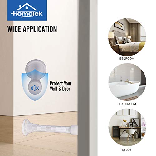 Image of HOMOTEK 12 Pack Spring Door Stops,3-1 /8 inch Heavy Duty Door Stop - Flexible Spring Door Stopper with Low Mounted White Rubber Bumper Tips, White