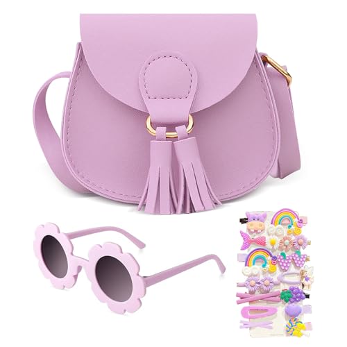 Juego de bolso para niñas pequeñas con bonitos colgantes y gafas de sol