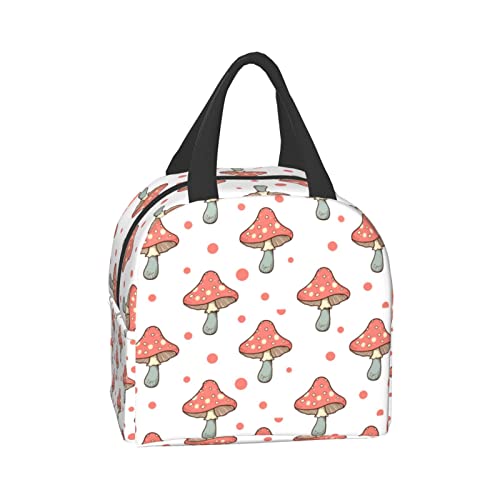 Ucsaxue Retro Cute Mushroom Lunch Bag Small Insulated Lunch Box With Front Pocket Kawaii Lunch Bags For Girls Boys Freezable Bento Box Women Men Lunch Boxes #TOP2