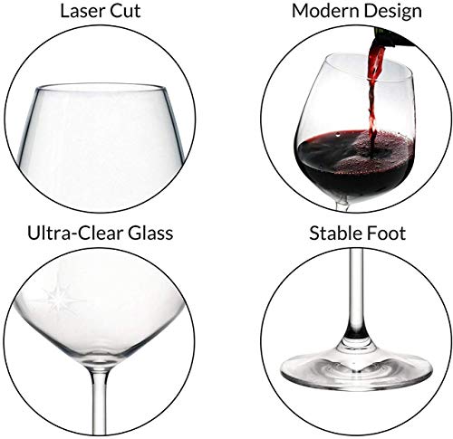 Image of Ash & Roh Ideal for White or Red Party Wine, Whisky Wine Clear Glass (Cut Wine Glass, Pack of 3)