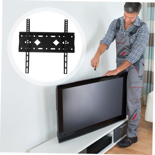 Support mural TV noir UKCOCO anti-chute avec étagère stable