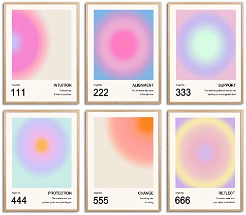 YUYMNANI Aura Angel Numbers Poster, Colorful Gradient Posters for Room Aesthetic, Minimalist Inspirational Quotes Canvas Wall Art Paintings, Abstract Y2k Style Bedroom Wall Art for Girl's Room, Living Room, Gallery, Dorm Decor (8"x10",unframed) YUYMNANI Aura Angel Numbers Poster, Colorful Gradient Posters for Room Aesthetic, Minimalist Inspirational Quotes Canvas Wall Art Paintings, Abstract Y2k Style Bedroom Wall Art for Girl's Room, Living Room, Gallery, Dorm Decor (8"x10",unframed)
