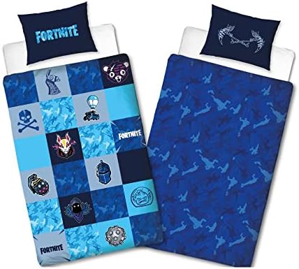 Epic Games Official Fortnite Shuffles Reversible Character Single Duvet Cover with Matching Pillow Case Bedding Set