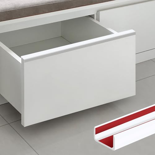 Image of Rubber Edge Trim, Flexible Cabinet Door Edge Protectors, 3 /4 inch(19mm) Self Adhesive Rubber Edge Guard, Protect Kitchen & Drawer Fronts, Edge Protectors for Counter Tops, Desks and Shelves, White, 10Ft