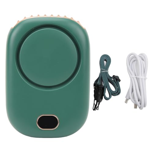 WXCHISU Ventilador de cuello colgante, ventilador portátil sin hojas con carga USB, gran pantalla de energía eólica, ventilador pequeño sin aspas para colgar en el cuello (verde oscuro)
