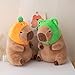 Ditucu Cute Capybara Plush Pillow with Wearable Frog Hat Stuffed Animal Capibara Plushies Toys Gifts for Kids Brown 13.7 inch