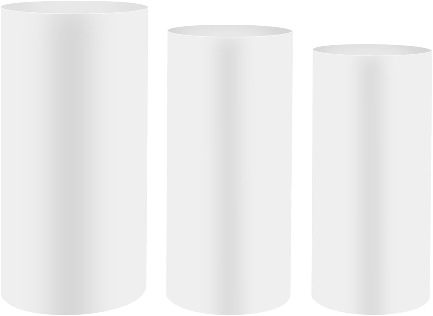 Eapmic Pedestal Stands for Party, Cake Pedestal Stand, Dessert Table Display Plinth Pillars, Sculpture Display Column Decoration Cube for Wedding Birthday (White, Cylinder-3Pcs(27.56"+26"+23.62"))