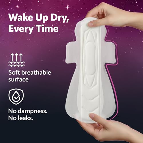 Image of Evereve Comfort Nights Sanitary Pads XXL+ 360mm, 60% Longer with Wider back For All Night Care, Heavy Night Flow Absorption, Up to 100% Leak Protection, Rash-Free Breathable Comfort, Pack of 22x2