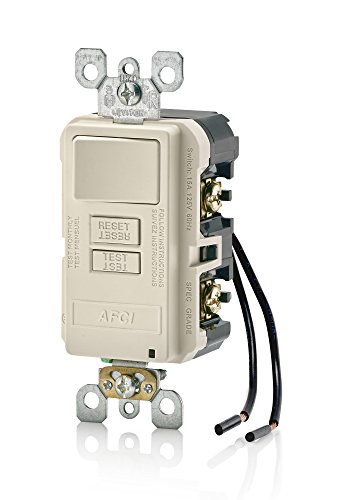 Leviton AFCI/Switch Combination, 15 Amp, Self Test, LED Indicator Light, AFSW1-T, Light Almond