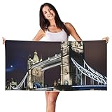 KJGvbn Tower Bridge In London Print Schnell trocknendes, saugfähiges Strandtuch, weich & leicht, Pool-Cabana-Handtuch, 140 cm x 70 cm, für Urlaub, Reisen & Schwimmen