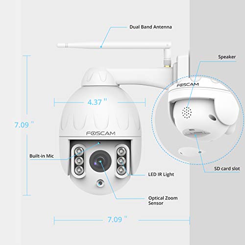 Foscam Ht2 1080P Outdoor 2.4G/5Ghz Wifi Ptz Ip Camera, 4X Optical Zoom Pan Tilt Security Surveillance Speed Dome, 2-Way Audio With Mic & Speaker, 165Ft Night Vision, Cmos Image Sensor, Ip66 #TOP6