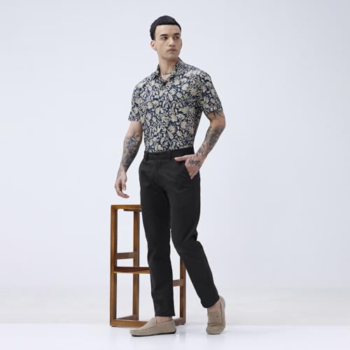 Image of BASICS Premium Cotton Stretch Formal Trousers for Men | Office Pants