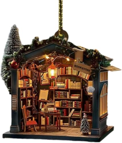 Bookgift B Enfeite de acrílico plano 2D para árvore de Natal