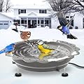 Jvgoo Heated Bird Bath for Outside Winter, Powerful 100W Thermostat Control Heated Bird Baths for Outdoors with 3 Metal Extension Screws, Heated Birdbath Water Heater for Garden Yard Patio Lawn(Grey)
