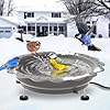 Jvgoo Heated Bird Bath for Outside Winter, Powerful 100W Thermostat Control Heated Bird Baths for Outdoors with 3 Metal Extension Screws, Heated Birdbath Water Heater for Garden Yard Patio Lawn(Grey)