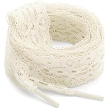 Lace Shoelaces, 2 Pairs 3CM Wide Lacy Shoe Laces for Sneakers, Women Lace Shoes Strings