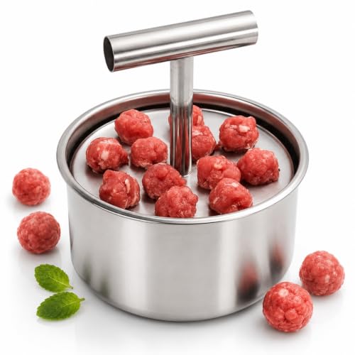 Stainless Steel Meatball Maker, Manual Press & Twist-to-Release，12-Hole