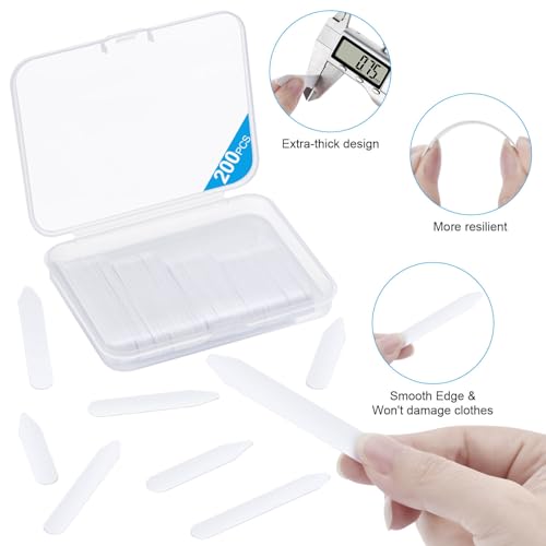 image for Kukaiao 120PCS Plastic Collar Stays for Men's Dress Shirts Thicker and