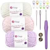 Chenille Yarn Chunky Yarn for Crochet Fluffy Yarn...