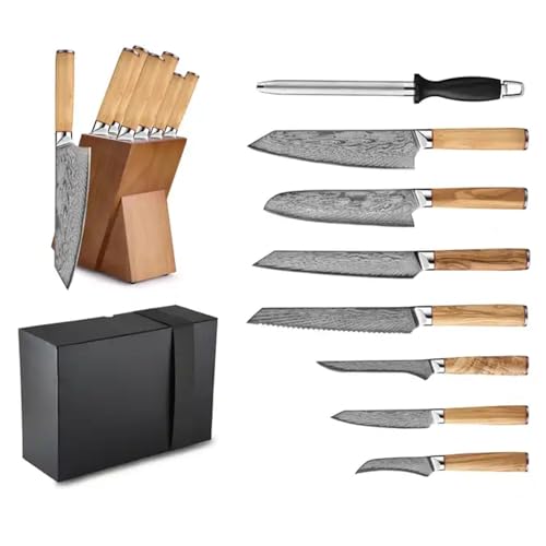 Set Cuchillos Cocina 9 Piezas Acero Aleación