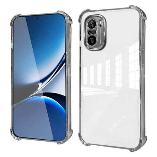 HAOYE Custodia per Xiaomi Poco F3 / Mi 11i 5G - Cover TPU Sottile con Angoli Rinforzati, Custodia Antishock, Design Trasparente, Anti-Impronte - Argento