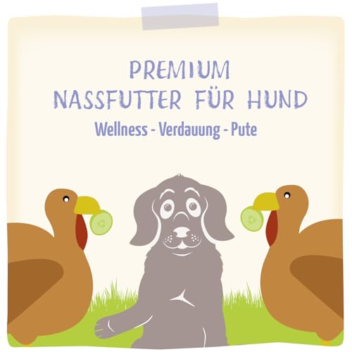 MjAMjAM - Premium Nassfutter für Hunde - Wellness - Verdauung - Pute, 6er Pack (6x400g), getreidefrei