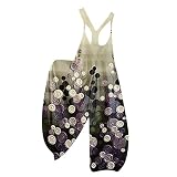 Yijo Damen Jumpsuit Lockere Schulterfrei Ärmellos Elegant Romper Beiläufig Drucken Rückenfreier Leichte Atmungsaktive Weites Bein Hosen Lässiger Streetwear Strampler Playsuit