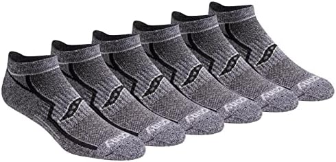 Saucony Men's Multi-Pack Bolt Performance Comfort Fit No-Show Socks, Grey Black (6 Pairs), Shoe Size: 8-12