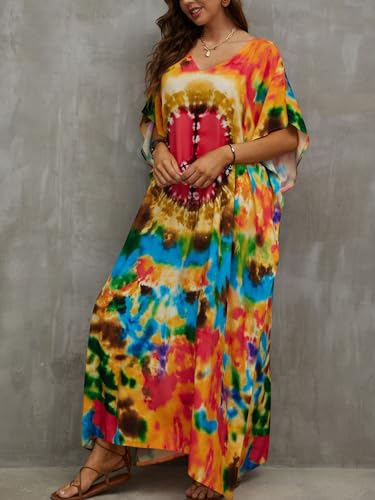 Image of Kaftan Dresses for Women Plus Size Summer Beach Dress with Print and Swim Cover Ups