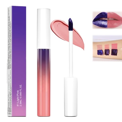 Gradient Dual-Tone Lip Colour with Glittering Pearl & Velvet Matte Finish - Long-Lasting Lip Stain Tint for Women, Non-Stick Transfer-Resistant Liquid Lipstick Makeup in Pink & Purple Shades