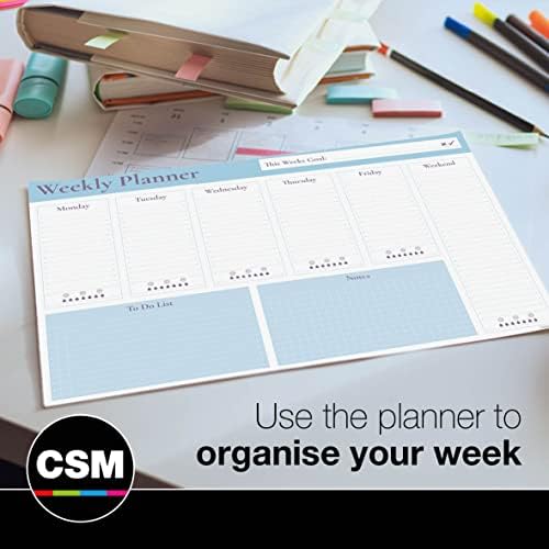 A4 Weekly Planner with Eye-catching Metallic Ink adds a Touch of Prestige to Your Desk or workspace - Days of The Week, Scheduler, Task Notes and to Do Lists Complete with 50 Tear-Off Sheets
