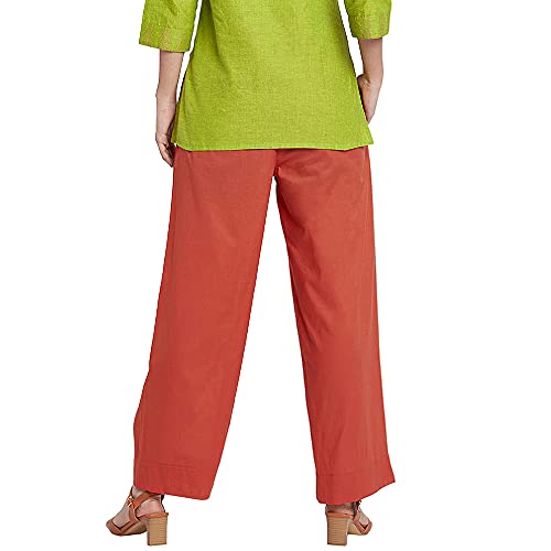 Image of GO COLORS Women Blue Stripe Cotton Wide Pants