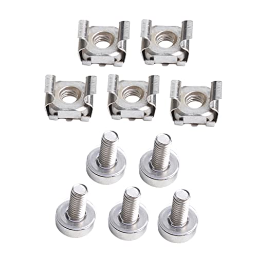 GLSTOY Server Rack Screws and Cage Nuts Set M5 Square Nut M5x16 Screws Iron Material Nickel Plated Easy to Use