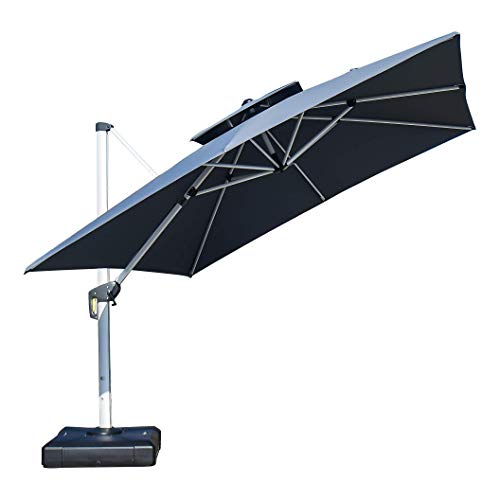 PURPLE LEAF 10ft Patio Umbrella Outdoor Square Umbrella Large Cantilever Umbrella Windproof Offset Umbrella Heavy Duty Sun Umbrella for Garden Deck Pool Patio, Grey