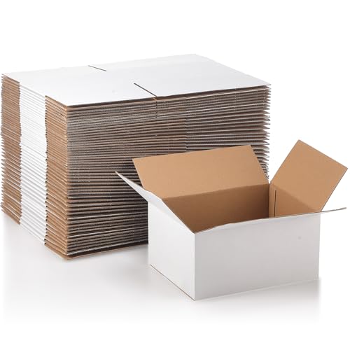 Image of Qilery 200 Pcs Shipping Boxes 8x6x4 Inch, Corrugated Mailers, White