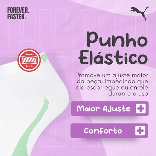 PUMA Kit 6 Pares Meia Sapatilha Esportiva Cano Curto Feminina, 2 Branco - 1 Marfim - 1 Mescla Claro